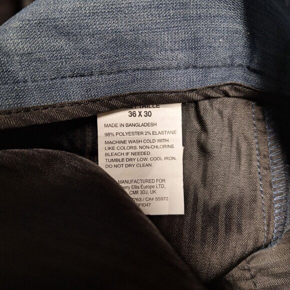 Perry Ellis Portfolio Dress Pants Slim Fit Blue Slacks Professional 36 x 30 - Picture 4 of 6